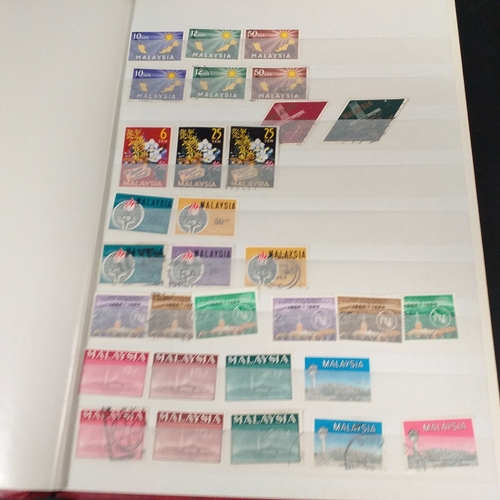 12 - Box: 6 Stock books and albums, contain collections from Jamaica, Malaysia, Football thematics and 2 ... 