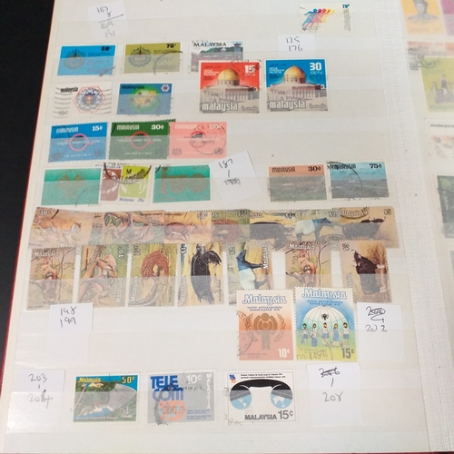 12 - Box: 6 Stock books and albums, contain collections from Jamaica, Malaysia, Football thematics and 2 ... 