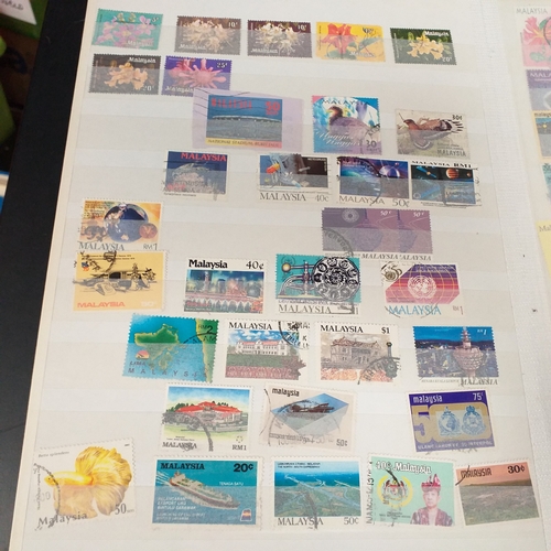 12 - Box: 6 Stock books and albums, contain collections from Jamaica, Malaysia, Football thematics and 2 ... 