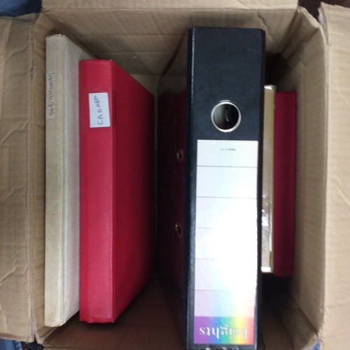 21 - Medium sized box housing six collections in 3 large albums and 3 small, includes China, Hong Kong, E... 