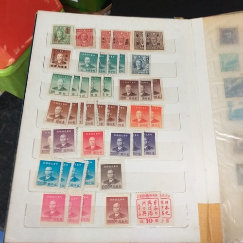 21 - Medium sized box housing six collections in 3 large albums and 3 small, includes China, Hong Kong, E... 