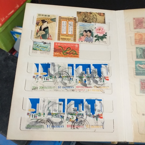 21 - Medium sized box housing six collections in 3 large albums and 3 small, includes China, Hong Kong, E... 