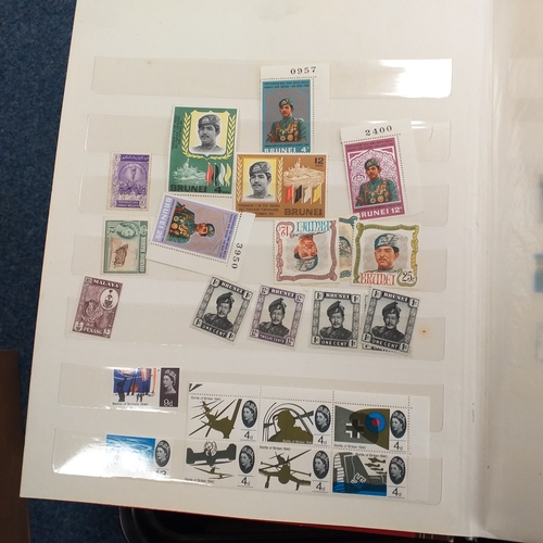 24 - Black plastic carton housing a small collection of albums and bags of stamps/covers etc, mostly SE A... 