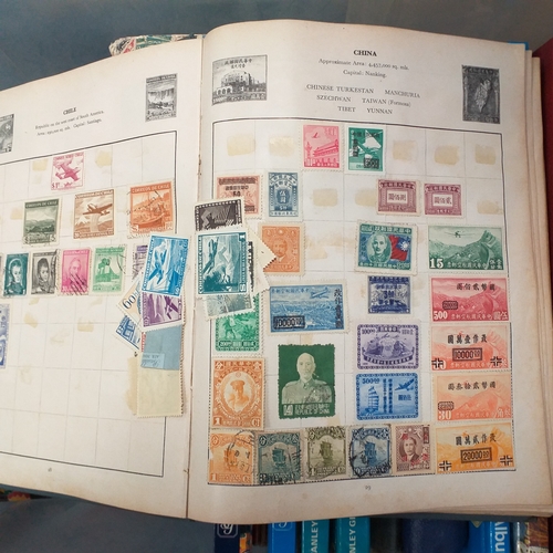 15 - Box containing 13 childhood collections/albums and a box of stamps on/off paper.  Hours of sorting w... 