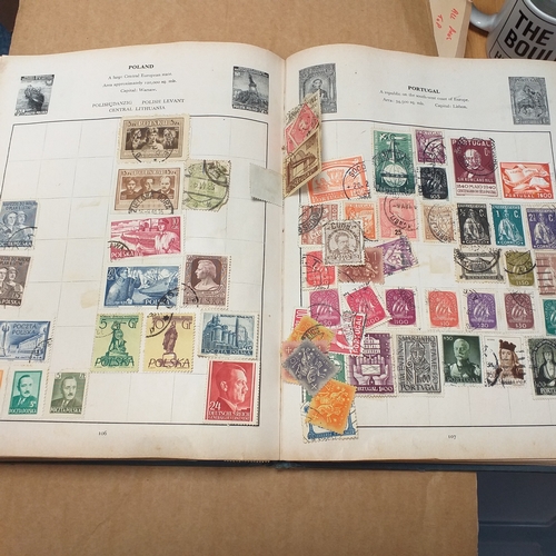 15 - Box containing 13 childhood collections/albums and a box of stamps on/off paper.  Hours of sorting w... 