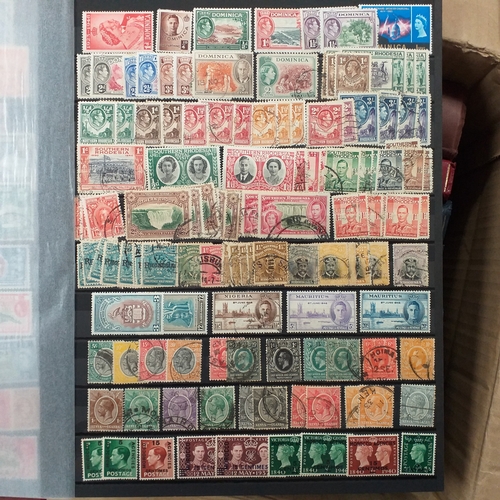 16 - Box of British Commonwealth collections in stockbooks, includes the odd 'foreign' country.  A nice s... 