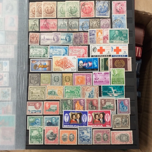 16 - Box of British Commonwealth collections in stockbooks, includes the odd 'foreign' country.  A nice s... 