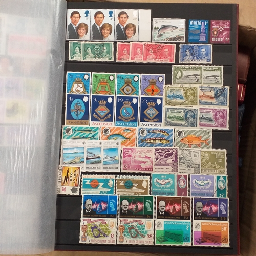16 - Box of British Commonwealth collections in stockbooks, includes the odd 'foreign' country.  A nice s... 