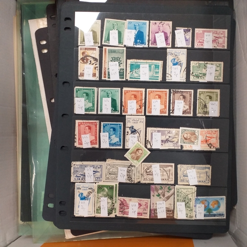 18 - Box of world/British Commonwealth on stock cards and leaves, includes collections and small accumula... 