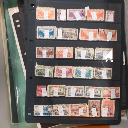 18 - Box of world/British Commonwealth on stock cards and leaves, includes collections and small accumula... 