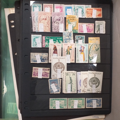 18 - Box of world/British Commonwealth on stock cards and leaves, includes collections and small accumula... 