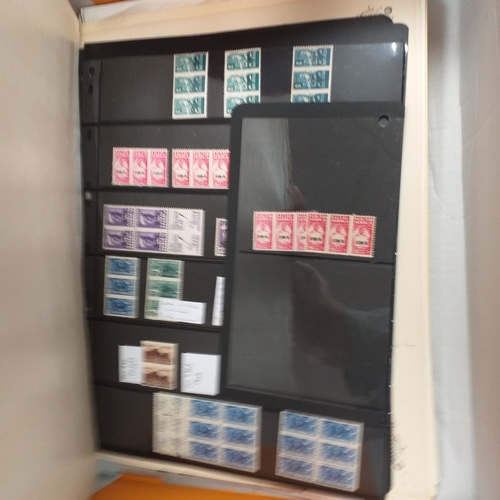18 - Box of world/British Commonwealth on stock cards and leaves, includes collections and small accumula... 