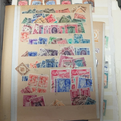 18 - Box of world/British Commonwealth on stock cards and leaves, includes collections and small accumula... 
