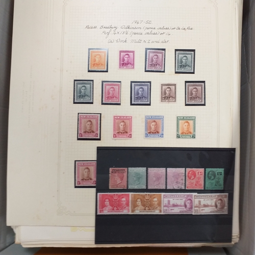 18 - Box of world/British Commonwealth on stock cards and leaves, includes collections and small accumula... 