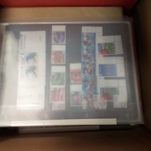 20 - Storage box housing a collection of albums includes Tuvalu, Guernsey, Singapore, South Africa, Israe... 