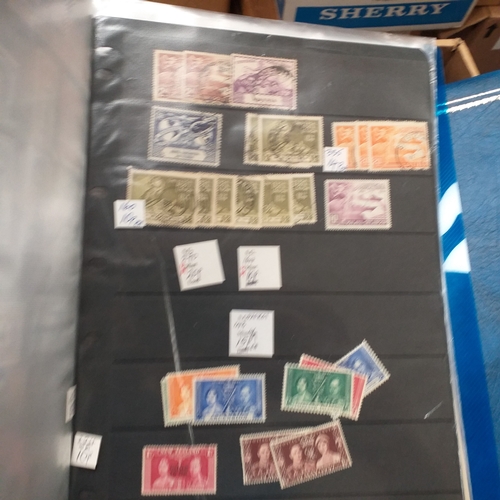 20 - Storage box housing a collection of albums includes Tuvalu, Guernsey, Singapore, South Africa, Israe... 