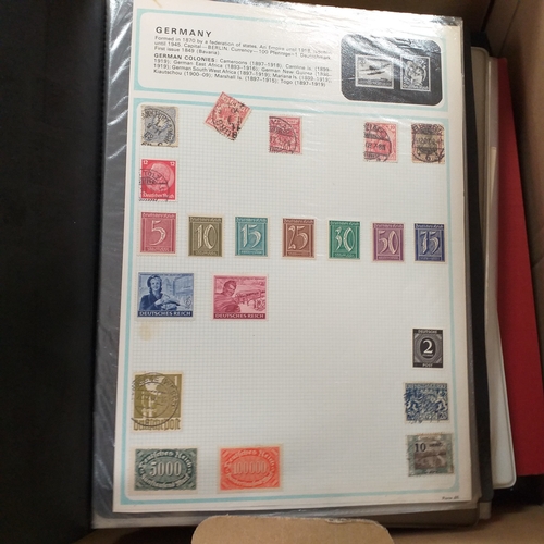 21 - Storage box housing a collection of albums includes South Africa, USA, Greece, Germany, GB, world se... 