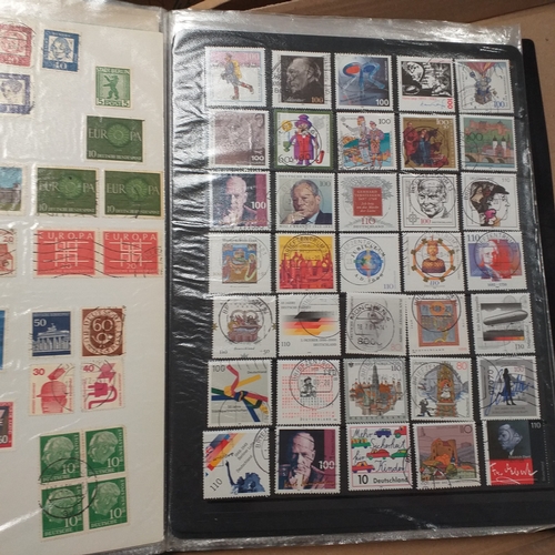 21 - Storage box housing a collection of albums includes South Africa, USA, Greece, Germany, GB, world se... 