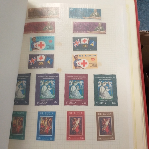 21 - Storage box housing a collection of albums includes South Africa, USA, Greece, Germany, GB, world se... 