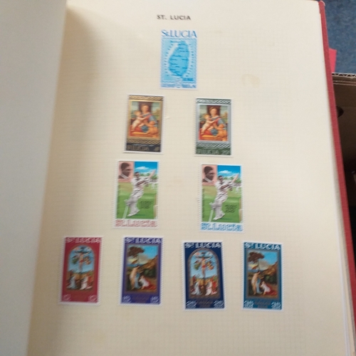 21 - Storage box housing a collection of albums includes South Africa, USA, Greece, Germany, GB, world se... 