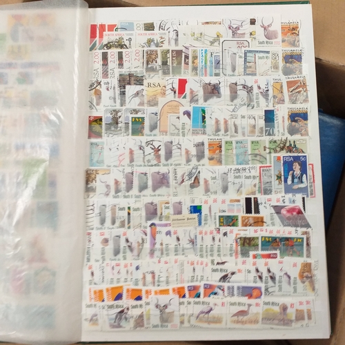 29 - Box containing 5 collections. New Zealand from early to modern used in 8 page stock book, South Afri... 