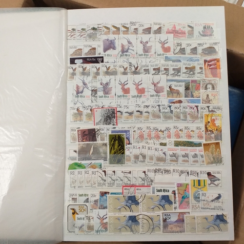 29 - Box containing 5 collections. New Zealand from early to modern used in 8 page stock book, South Afri... 