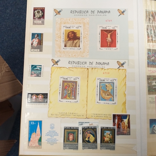 30 - Glory box housing World/Commonwealth on album leaves, Hagners, stamps in cigar boxes and tins. 3 sto... 