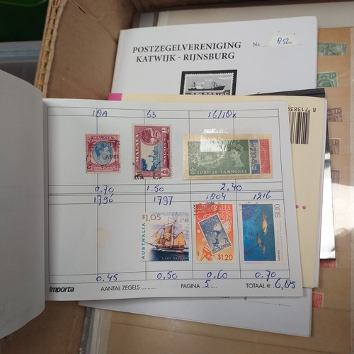 30 - Glory box housing World/Commonwealth on album leaves, Hagners, stamps in cigar boxes and tins. 3 sto... 