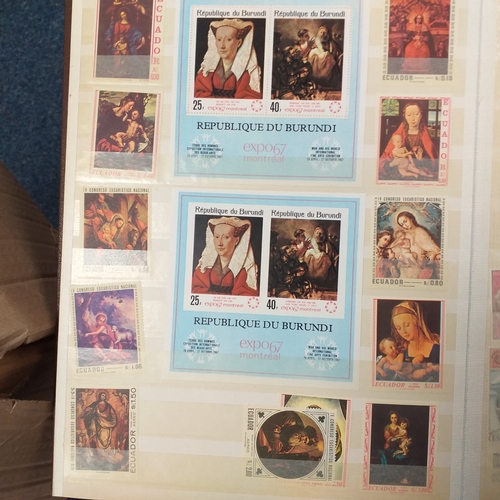 30 - Glory box housing World/Commonwealth on album leaves, Hagners, stamps in cigar boxes and tins. 3 sto... 