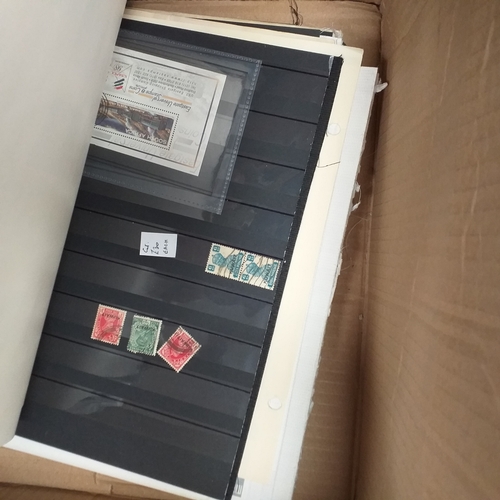 30 - Glory box housing World/Commonwealth on album leaves, Hagners, stamps in cigar boxes and tins. 3 sto... 