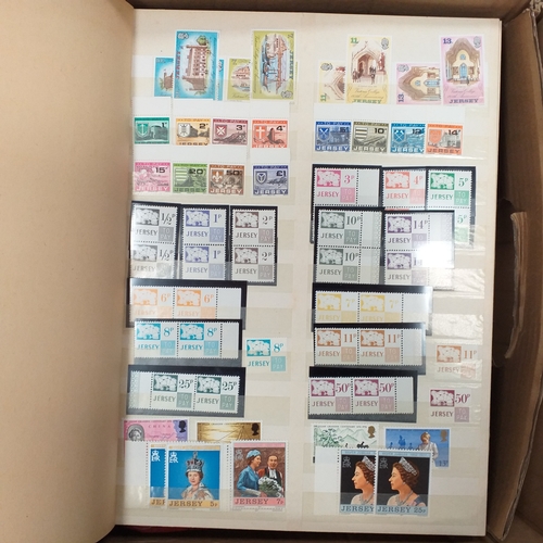 36 - Box containing a GB collection in 6 stock books and 2 albums, mint and used, 1 stock book contains m... 