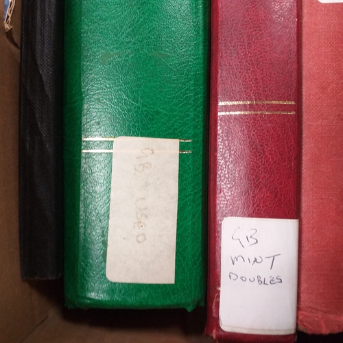 36 - Box containing a GB collection in 6 stock books and 2 albums, mint and used, 1 stock book contains m... 