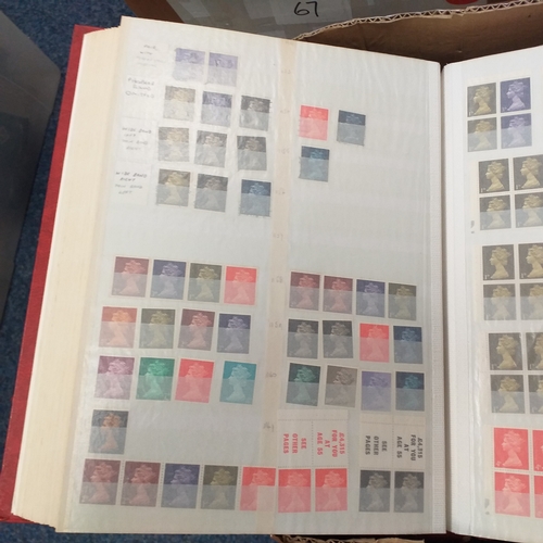 36 - Box containing a GB collection in 6 stock books and 2 albums, mint and used, 1 stock book contains m... 
