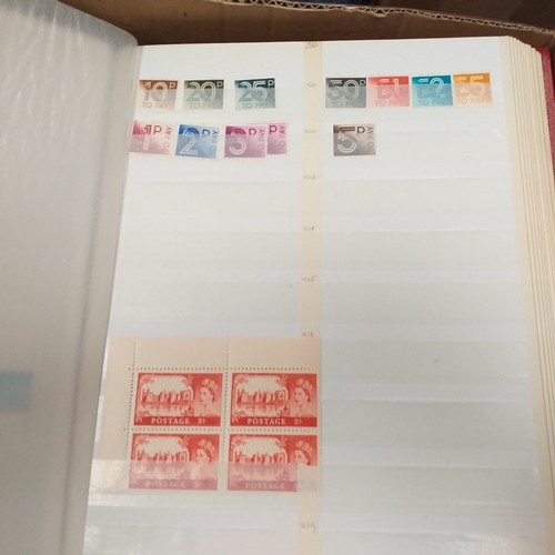 36 - Box containing a GB collection in 6 stock books and 2 albums, mint and used, 1 stock book contains m... 
