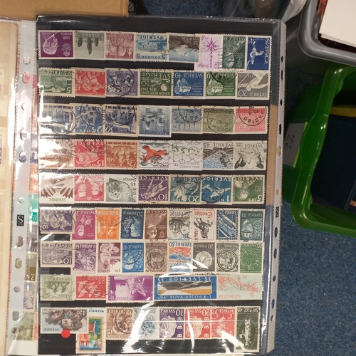 41 - Box containing stamps in packets (all off paper and sorted in to countries) on stock cards, album le... 