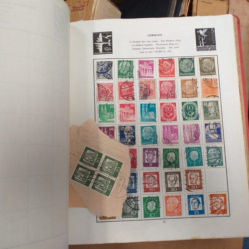 43 - Glory box - world albums, FDC's, Stock Cards  includes packet of Scottish Island QE2 postmarks (23 o... 