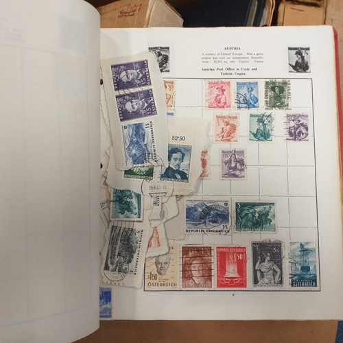 43 - Glory box - world albums, FDC's, Stock Cards  includes packet of Scottish Island QE2 postmarks (23 o... 