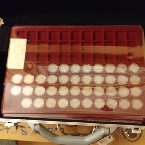 5 - Metal Coin Collectors Case housing GB pre-decimal coin collection on 6 trays: Tray 1 - 3d coins 1953... 