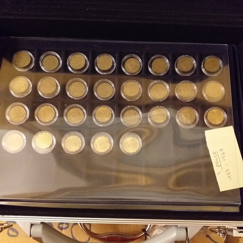 5 - Metal Coin Collectors Case housing GB pre-decimal coin collection on 6 trays: Tray 1 - 3d coins 1953... 
