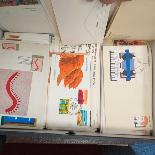 50 - Box file containing Australia includes 1987 year book, 30 plus souvenir and presentation packs plus ... 