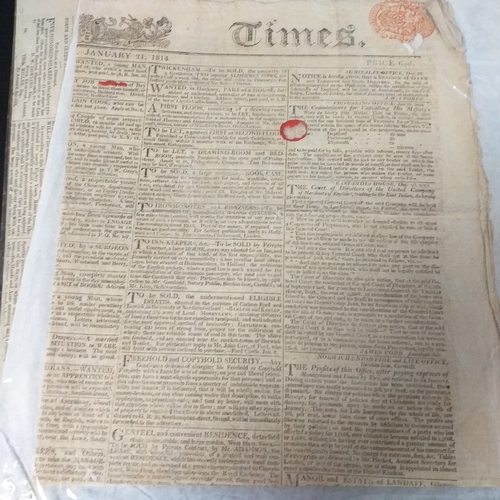 60 - 3 x old newspapers - The Times(1814) The Edinburgh Evening Courant 1953 and Gibraltar Chronicle 1901... 