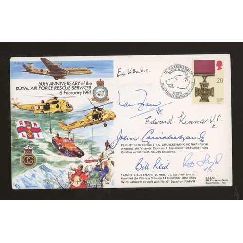 151 - 1991 RAF Rescue Services cover signed by 6 Victoria Cross holders. Printed address, fine.