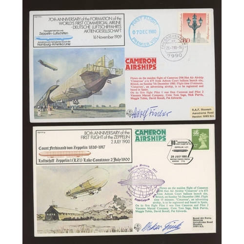 145 - 1980 pair of Zeppelin covers signed by Zeppelin Pilots Adolf Fischer & Oskar Fink. (2 covers)
