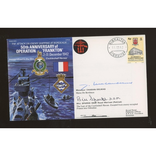 154 - 1992 Operation Frankton cover signed by the last of the Cockleshell Heroes Bill Sparks DSM & the May... 