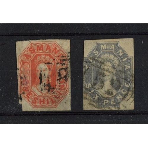 286 - 1858 1s vermilion used, 4 margins but bottom left corner cut into & 1860 6d grey used, 4 margins, ''... 