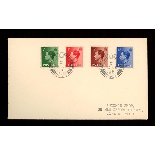 614 - 1936 Edward VIII set on plain cover with King Edward Banff CDS 10 DE 36 Abdication Day. Printed addr... 