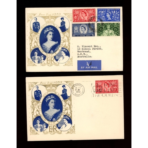 618 - 1953 Coronation Illustrated FDC with Windsor CDS. Typed address, fine. Cat £250 + matching FDC with ... 