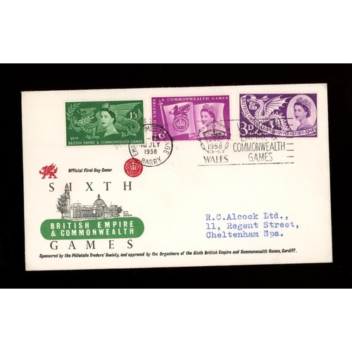 619 - 1958 Empire Games illustrated FDC with Empire Games Village Barry slogan ''British Empire & Commonwe... 