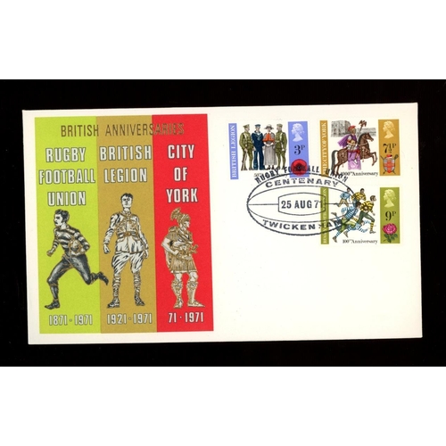 641 - 1971 Anniversaries Thames FDC with Rugby Football Union Centenary Twickenham special H/S. Unaddresse... 