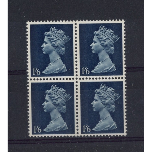 496 - 1/6d PVA Two Bands Greenish Blue omitted block of 4. U/M, fine. Cat £400 (4)